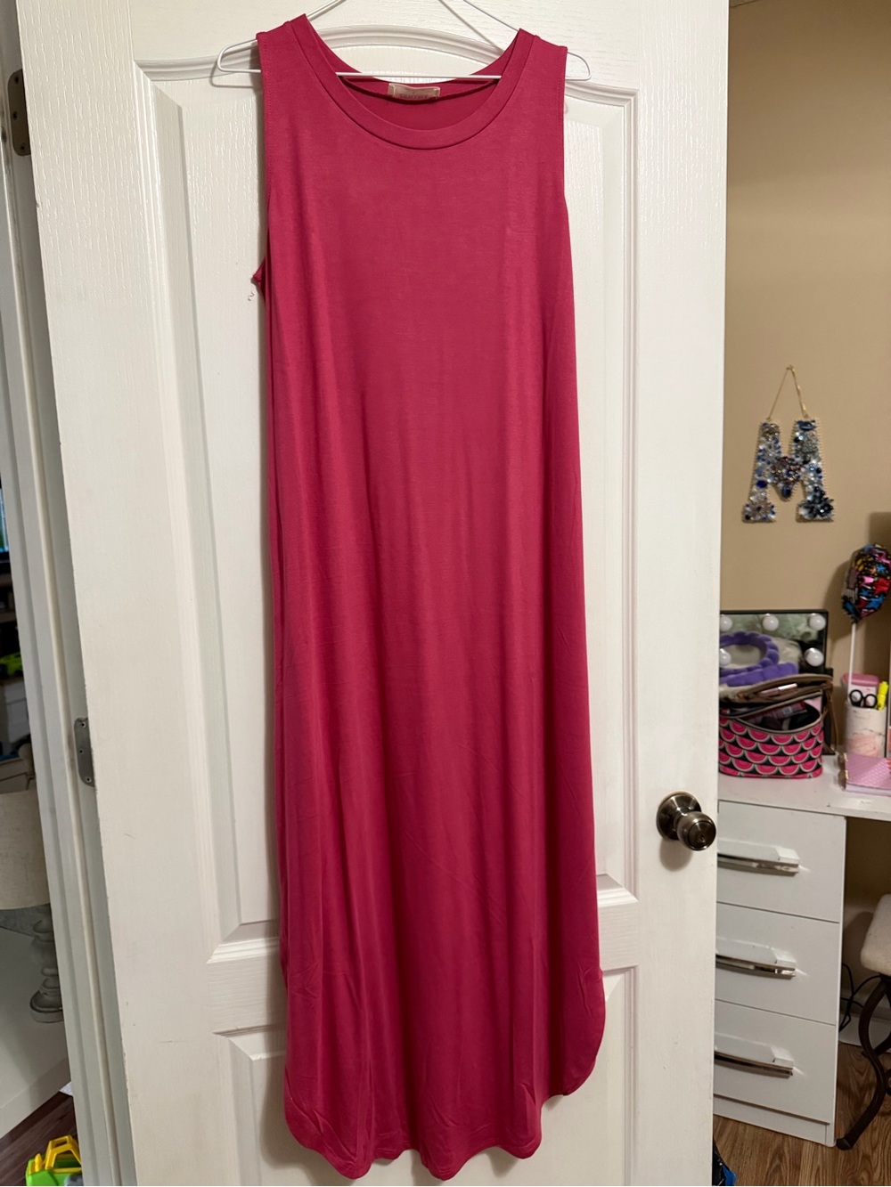Zenana Outfitters Sleeveless Hot Pink Maxi Dress